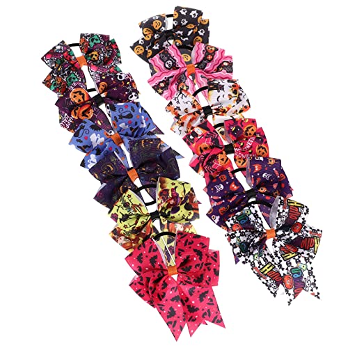 FRCOLOR Haargummis mit Schleife 12 Stück Haar-accessoires für Mädchen Elastische Pferdeschwanzhalter Lustige Halloween-themen von FRCOLOR