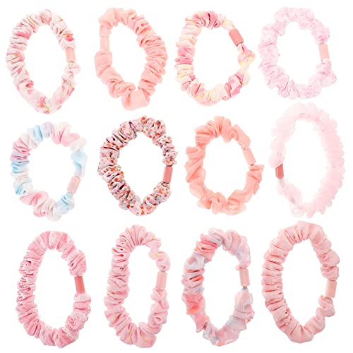 FRCOLOR 12st Tüll Schmetterling Haarspange Scrunchies Haarband Haarbänder Für Mädchen Kleine Haarbänder Sommer-haarschmuck Für Frauen Weiche Pferdeschwanzhalter Schal Haargummis Rosa Garn von FRCOLOR
