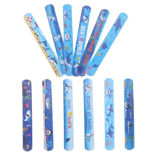 FRCOLOR 12stücke Schlagarmband Shark Stil Cartoon Snap Armbänder Für Junge Mädchen Party Geschenk Handgelenk Spielzeug von FRCOLOR
