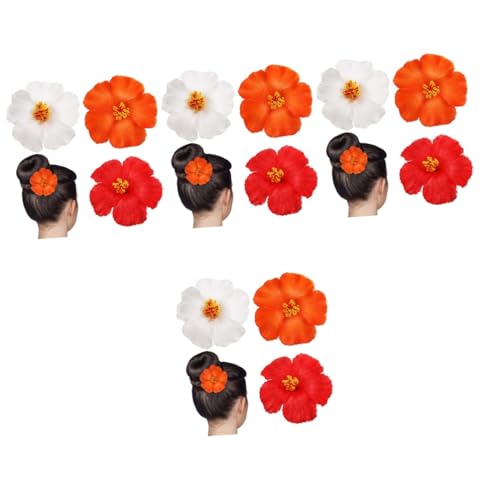 FRCOLOR 12stücke Teiliges Hawaiianische Blumen-haarspangen Für Und Mädchen Niedliche Haarschmuck-accessoires Weiß Rot Und Orange Geeignet Für Verschiedene Frisuren Und Anlässe von FRCOLOR