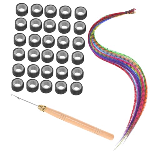 FRCOLOR Bunte Haarverlängerung Mit Farben Haarperlen Und Häkelnadeln Werkzeugset Für Synthetische Haarverlängerungen Geeignet Für Frauen Und Mädchen Cosplay-party von FRCOLOR