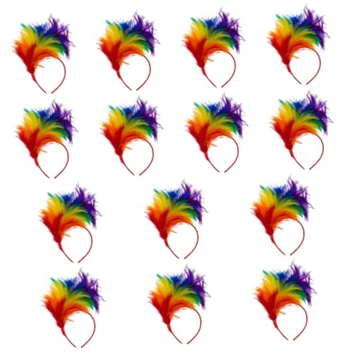 FRCOLOR 14St Hochzeitskopfschmuck aus Federn Datenleitungs-Hub-Organizer bunter Kopfschmuck hochzeitshaar schmuck wedding hair accessories kostüm weiße Outfits für Frauen Feder-Stirnband von FRCOLOR