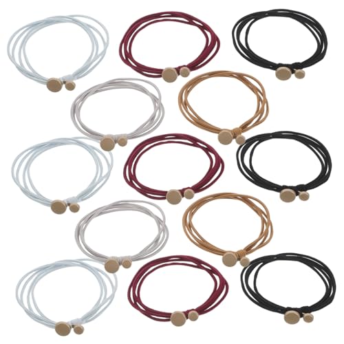 FRCOLOR 15 Teiliges Haargummi mit Metallverschluss Elastische Schonende Haarbänder für Damen Stark Haltende Ponytail Halter in Blau Schwarz Khaki für Dünnes und Dickes Haar von FRCOLOR