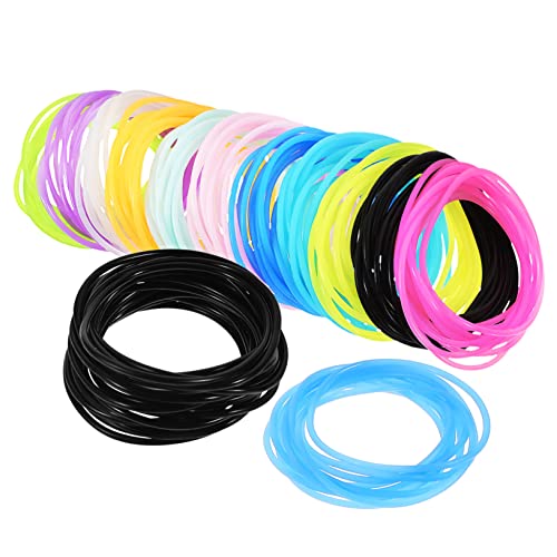 FRCOLOR 150 Stück Neon Leuchtende Silikon Armbänder Nachtleuchtende Jelly Armbänder für Mädchen Elastische Haarbänder für Selbstgemacht Bastelprojekte von FRCOLOR