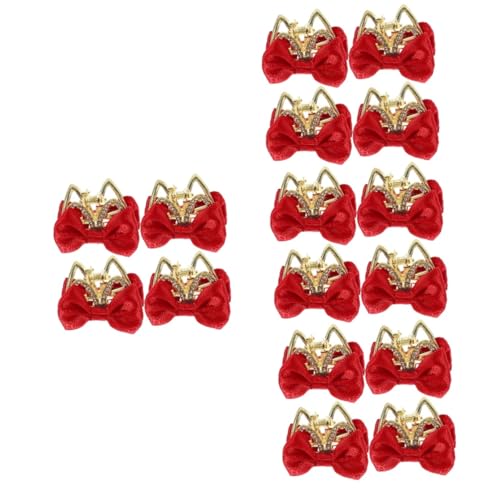 FRCOLOR 16 Stk Schleife Haarnadel Mini-Clips für Haare Haarschmuck für Kinder Haarspangen Haarklammer Metallklammern Klauenklammern Metall Hase Klauenclip Ausgabekarte Damen Stoff rot von FRCOLOR