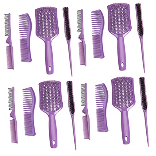 FRCOLOR 16 Stk Vierteiliges Frisierkamm-Set lila Outfit Mallet-Fingerschiene Haarbürste Kämme für Männer Friseurzubehör Bartkamm tragbar einstellen Ölkamm vierteiliges Set Mann Violett von FRCOLOR