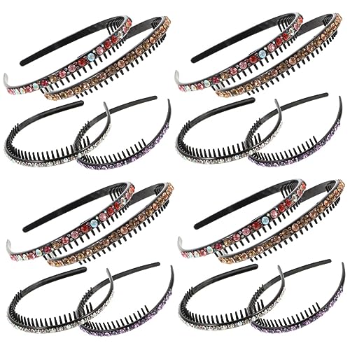 FRCOLOR 16 Stk Strass Gezahntes Stirnband Haarreifen Haarband Zartes Stirnband Damen Stirnbänder Stirnband Für Den Täglichen Gebrauch Haargummi Kopfschmuck Einfach Strasssteine Haarschmuck von FRCOLOR