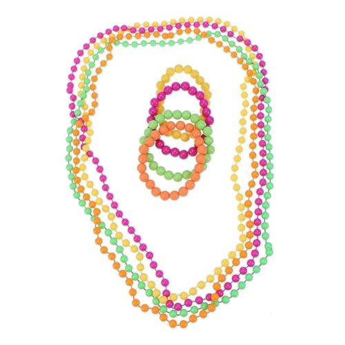 FRCOLOR 16 Stück Teiliges Neon Perlenset mit Bunten Halsketten und Leuchtenden Armbändern Kunststoff Party Schmuck für Damen und Mädchen für Themenpartys und Kostümzubehör von FRCOLOR