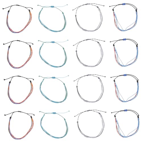 FRCOLOR 16stücke Böhmische Armbänder Gewebt Strandschmuck Für Strand Schnurarmbänder Verstellbare Fußkettchen Geflochtene Armbänder Für Sommer Buntes Armband Strandarmband von FRCOLOR