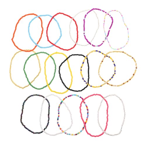 FRCOLOR 17stücke Perlenfußkettchen Für Frauen Handgefertigtes Perlenarmband Für Mädchen Boho-perlen-schmuck Leicht Und Komfortabel Für Sommer Strand Und Party von FRCOLOR