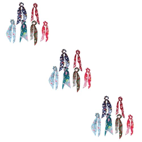 FRCOLOR 18 Stk Haargummis Für Frauen Haargummis Für Damen Gummibommeln Pferdeschwanzhalter Weihnachtshaargummis Kinder Haargummis Mit Schleife Für Grils Schals Für Frauen Weihnachtsgummis von FRCOLOR
