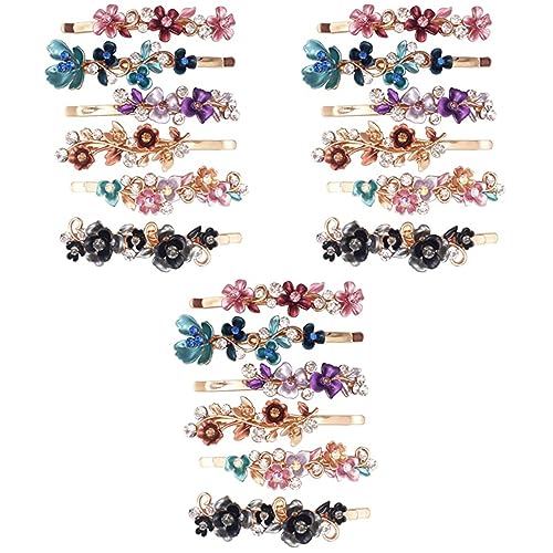 FRCOLOR 18 Stk Vintage Blumenhaarnadel Blumenhaarspangen Für Frauen Bobby-pin-halter Haare Aus Metall Hawaiianische Blumen Haarspangen Blumen-entenschnabel-clip Legierung Kupfer Damen von FRCOLOR