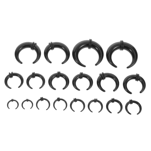 FRCOLOR 18 Stück Teiliges Schwarzes Kunststoff Septum Expander U förmige Taper Stretching Piercing Schmuck für Nasenloch und Septum Damen Herren Verschiedene Leicht Tragbar von FRCOLOR