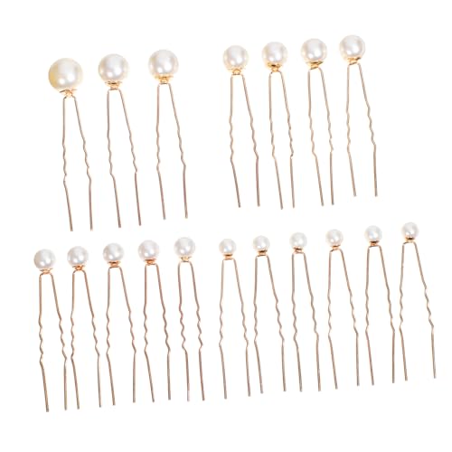FRCOLOR 18 Stück Teiliges U Förmiges Perlen Haarspangen Goldfarbene Hochzeit Haarnadeln für Frauen Brautschmuck Clips für Braut und Brautjungfern Vielseitig Einsetzbar und Schonend für von FRCOLOR