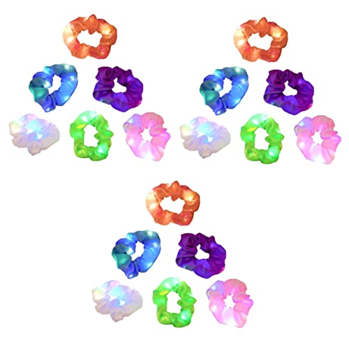 FRCOLOR 18 Stück Vintage Fluoreszierende Scrunchie-Accessoires Elastisches Modell Leuchtendes Neues Styling Krawatte Übergroße Kopfbedeckung Für Haarband Leuchtende Scrunchies Ringe von FRCOLOR