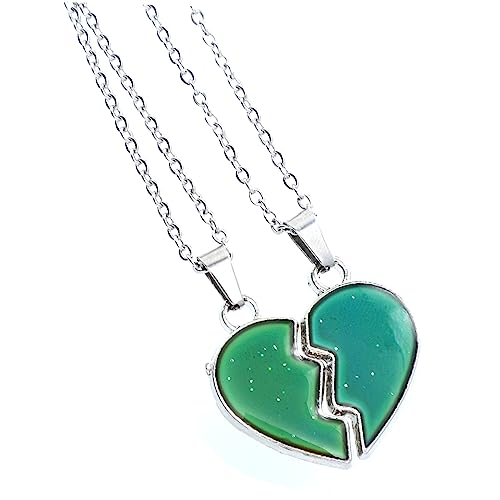 FRCOLOR 1Paar Color Changing Heart Necklace With Wings Charm Temperature Sensitive Jewelry Present For Couples For Valentine Day Anniversary And Christmas von FRCOLOR
