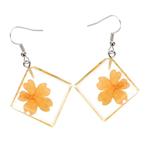 FRCOLOR 1Paar Damen Tropfenohrringe Resin mit Trockenblumen Hakenohrringe für Frauen für Weihnachten Valentinstag Besondere Anlässe von FRCOLOR