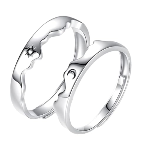 FRCOLOR 1 Paar Verstellbare Offene Ringe mit Mond und Sonnengravur Schmuckgeschenk für Paare für Verabredungen und Feierlichkeiten Stilvoller Blickfang für Frauen und Männer von FRCOLOR