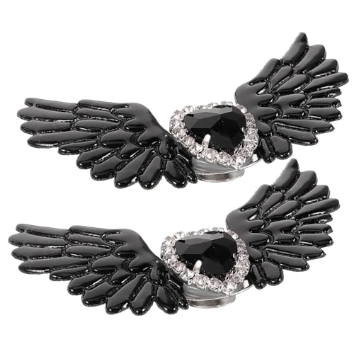 FRCOLOR Schuhschnalle Schwarz Mit Strass Und Engelsflügeln Dekorative Schuhclips Für Damen Hochzeit Und Party Made of Alloy and Fabric and Shatterproof von FRCOLOR