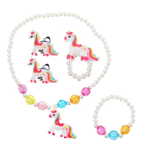 FRCOLOR 1Satz Einhorn Schmuck für Mädchen Teiliges Schmuckset mit Halskette Armband Ring und Ohrringen für Kleine Prinzessinnen und Besondere Anlässe von FRCOLOR