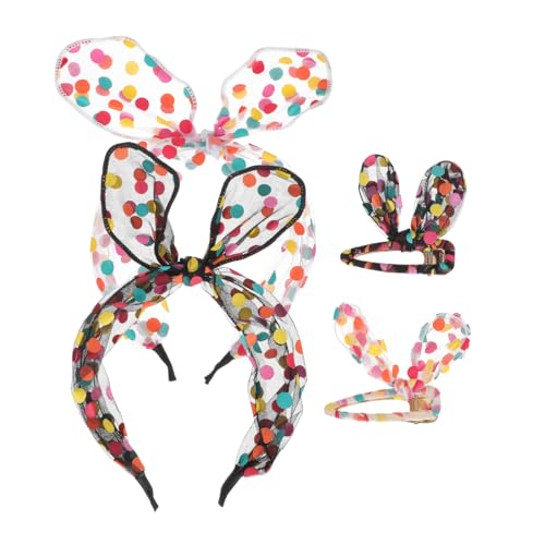 FRCOLOR Bunte Hasenohren Haarreifen Mit Weißen Schwarzen Haarspangen Und Stirnbändern Für Partys Ostern Karneval Adorable Bunny Ear Haarschmuck Für Frauen Und Mädchen von FRCOLOR