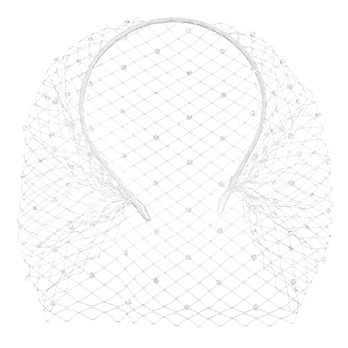 FRCOLOR 1stk Mesh-stirnband Schleier Damen Stirnbänder Fascinator Mützen Mesh Kopfbedeckungen Für Teepartys -kopfbedeckungen Gesicht Weiß Frau Mit Diamant Gittergewebe Requisiten von FRCOLOR