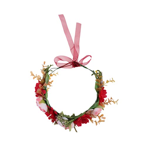 FRCOLOR 1Stk Party-Haarreifen Haarschmuck für die Braut Schleier Brautkleid Hochzeitsstrumpfband für die Braut Haargirlande stutzenhalter kopfschmuck Blumen-Haarreifen Party-Haarbänder rot von FRCOLOR