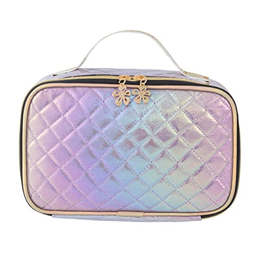 FRCOLOR Makeup Tasche 1stk Rhombus Kosmetiktasche Wäscheklammerbeutel Pu Koffer Violett Fräulein 4 in 1 Schminktasche Für Damen von FRCOLOR