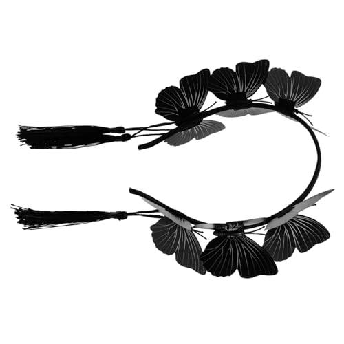 FRCOLOR Halloween Kostüm Zubehör Gothic Schmetterling Stirnband Damen Haarband Schwarz Gothic Kopfschmuck Clip Cosplay Haarschmuck von FRCOLOR
