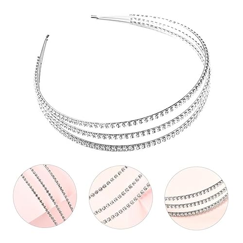 FRCOLOR 1stk Strass-stirnband Bling Haarreifen Damen Stirnbänder Kopfschmuck Für Frauen Haarreif Aus Kristall Dreireihige Kristallstirnbänder Haarschmuck Perlen Hochzeitskleid Brautjungfer von FRCOLOR