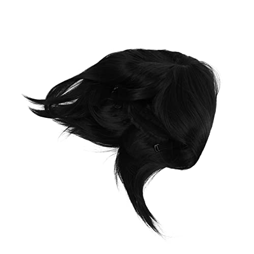 FRCOLOR Kurze Bob Perücke Aus Echthaar Für Damen Mädchen Glatte Schwarze Bob Perücken Kopfbedeckungen Für Party Cosplay Alltag Halloween Bühne von FRCOLOR