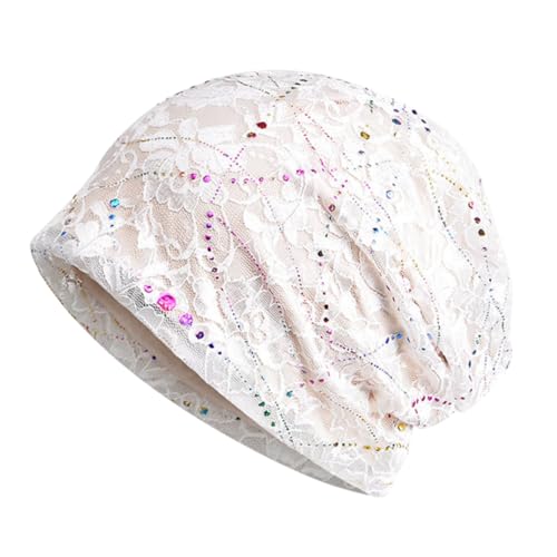 FRCOLOR Spitzenhut Wickelmütze Für Frauen Mädchen Modisch Hohl Weiß Leicht Atmungsaktiv Haaraccessoire Täglicher Gebrauch von FRCOLOR