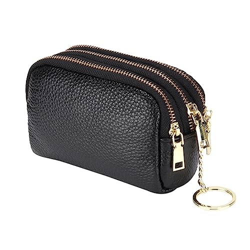 FRCOLOR 1Stück Echtes Münzbeutel Reißverschluss Geldbörse für Damen Hochwertige Rindsleder Münztasche für Münzen Schlüssel Karten Kleine Gegenstände Perfektes von FRCOLOR