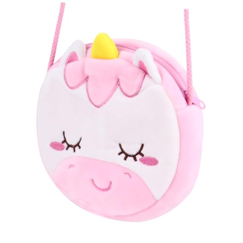 FRCOLOR Zipper Design Einhorn Cartoon Tasche Für Junge Mädchen Kleine Umhängetasche Rosa Aufbewahrungstasche Für Schlüssel Und Kleinigkeiten Für Alltag Und Partys von FRCOLOR