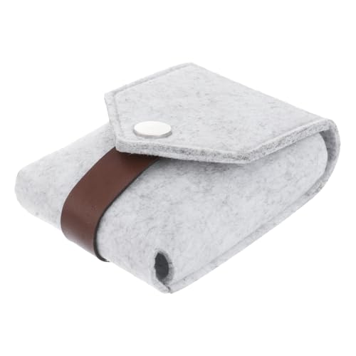 FRCOLOR 1stk Lippenstift Tasche Filzbeutel Toilettenartikel Reisetaschen Zubehör Lippenstifthalter Mit Spiegel Lipgloss Frauen Kosmetiktaschen Schwarze Schminktasche Gefühlt Light Grey von FRCOLOR