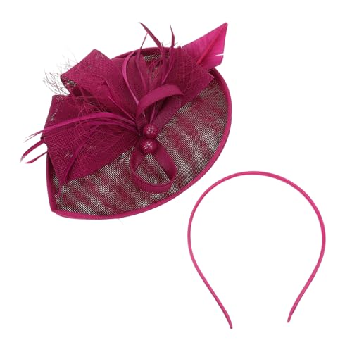 FRCOLOR 1Stk Mesh-Stirnband Haarschmuck elegant birthday rosa Haargummis fascinator damen Haarband Stirnband für Mädchen Schleier-Stirnband Kleid Kopfbedeckung Jacke Fräulein Leinenimitat von FRCOLOR