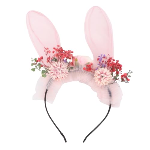 FRCOLOR Kaninchenohr Stirnband Mit Blume Kopfschmuck Für Party Ostern Hase Ohr Haarband Für Kostümpartys Karneval Und Maskenbälle von FRCOLOR