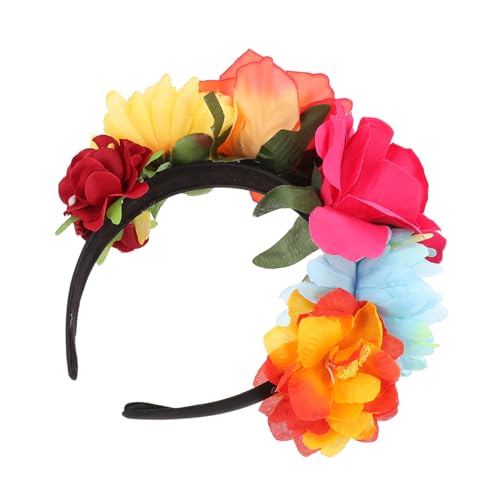 FRCOLOR 1stk Simuliertes Blumenstirnband Partydekoration Fiesta-stirnband Perlenstirnband Kopfschmuck Für Mädchen Renaissance-accessoires Blumendesign Haarschmuck Kopfbedeckung Seidentuch von FRCOLOR