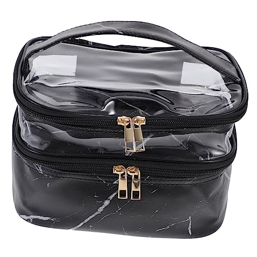 FRCOLOR 1stück Großzügige Reisekosmetiktasche Aus Transparentem Doppelschichtige Große Kapazität Mit Marmoriertem Design Für Damen Für Make-up Und Toilettenartikel von FRCOLOR