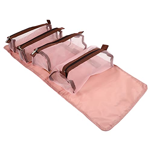 FRCOLOR 1stück Roll up Kosmetiktasche Faltbare Große Kapazität Abnehmbarer Reise-Organizer Für Make-up Und Toilettenartikel Tragbare Aufbewahrungstasche in Rosa von FRCOLOR