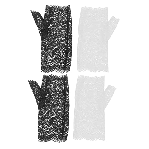 FRCOLOR Elegante Damen Spitzenhandschuhe Romantisches Hochzeitsaccessoire Brauthandschuh Sonnenschutzhandschuh Modische Handschuhe von FRCOLOR