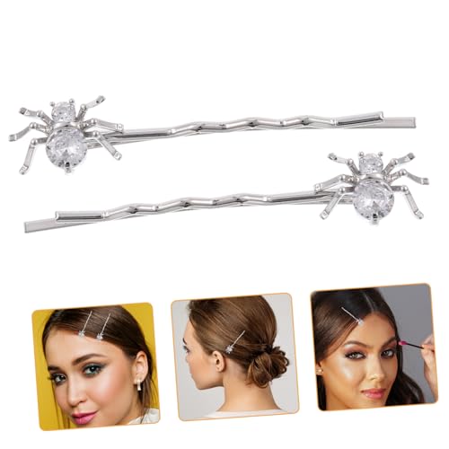FRCOLOR 2 Paar lustige Zirkonspinnen-Haarnadeln Halloween-Cosplay-Kostüm Haarspangen aus Metall haarschmuck elegant Tiara goldene Haaraccessoires einfache Haarnadeln Kopfschmuck Kristall von FRCOLOR