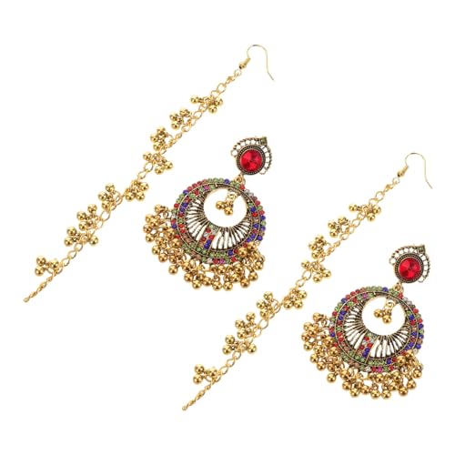 FRCOLOR 2 Paare Bunte Boho Ohrhänger Damen Ethnisch Leicht Glockendesign Verspielte Vintage Tropfenohrringe Modisch Für Verschiedene Anlässe von FRCOLOR