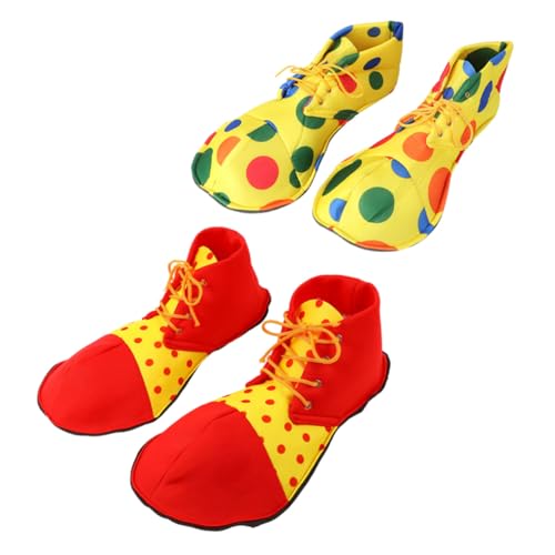 FRCOLOR 2 Paare Clown Kostümschuhe für Erwachsene Leichte Strapazierfähige Zirkus Schuhe mit Bunten Punkten und Roter Farbe für Halloween Karneval Party und Cosplay von FRCOLOR