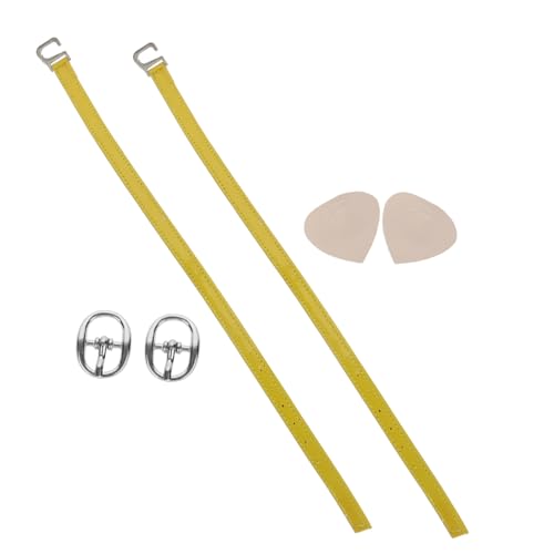 FRCOLOR 2 Paare Gelbe Lederschnürsenkel für High Heels Robuste Lazy Shoe Rutschfeste High Heel Schnürsenkel Zubehör für und Mädchen Strapazierfähige Rutsch Schuhbänder von FRCOLOR