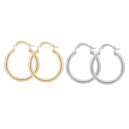 FRCOLOR 2 Paare Geometrische Ohrhänger Große Runde Creolen Ohrringe aus Metall in Gold und Silber Modischer Ohrschmuck für Damen und Mädchen Vielseitig Kombinierbar für Alltag und von FRCOLOR