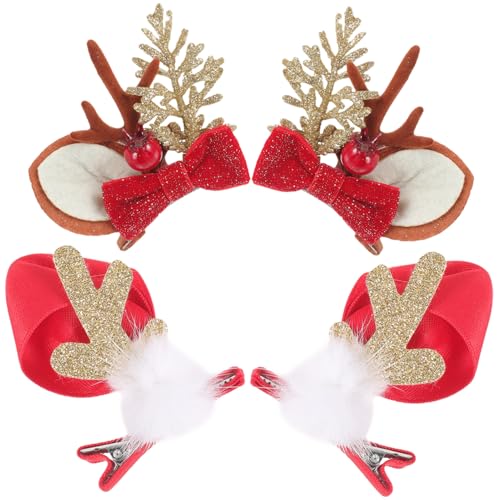 FRCOLOR 2 Paare Geweih Haarspangen Metall und Weihnachts Haarclips Damen Festliche Haarschmuck für Party von FRCOLOR