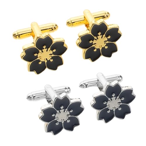 FRCOLOR 2 Paare Japanische Minimalistische Kirschblüten Manschettenknöpfe für Herren und Damen Langlebige Schmuckknöpfe Stilvolle Hemd Studs für Business und Formelle Anlässe von FRCOLOR