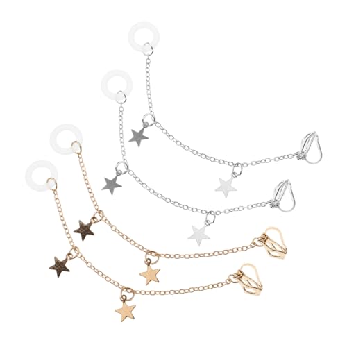 FRCOLOR 2 Paare Lange Ohrclips Ohrhänger für Kabellose Ohrhörer Verlust Design Modische Ohrringe in Gold und Silber Praktisch für Sport und Alltag von FRCOLOR