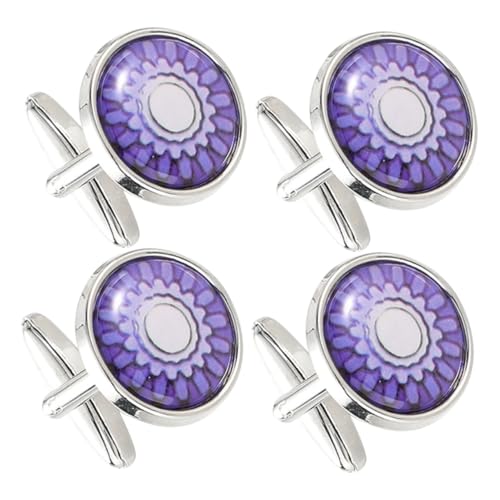 FRCOLOR 2paare Manschettenknöpfe Für Herren Mit Blumenmuster Runde Knöpfe Im Umschlagmanschetten-stil Aus Robuster Legierung Passend Für Formelle Anlässe Und Hemden von FRCOLOR